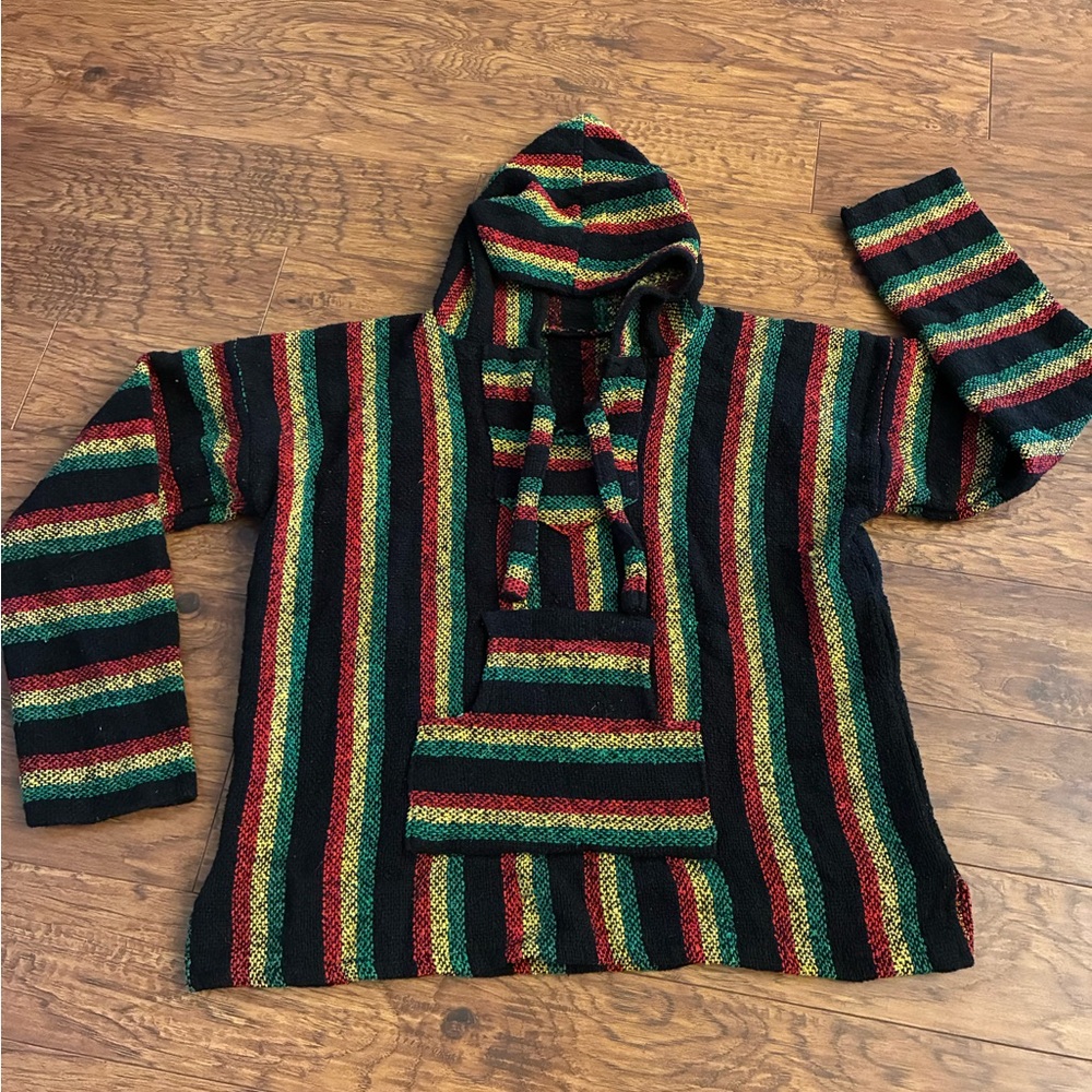 Poncho Baja Hoodie Surfer Skater Pullover Unisex Rasta Casual Beach Travel Indie